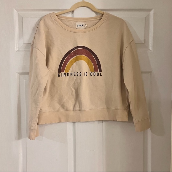 Pact Tops - PACT kindness is cool cropped cotton pullover sweatshirt women’s large rainbow